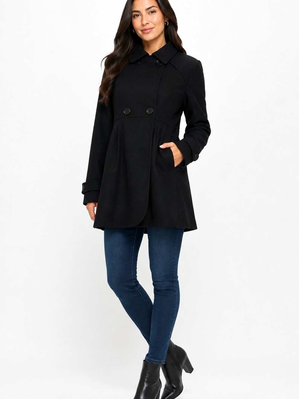 Theory Black Utility Coat with A-Line Silhouette Women's Size XS